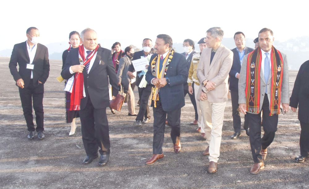 The ECI delegation after their arrival in Kohima on January 13. (Photo Courtesy: Twitter)